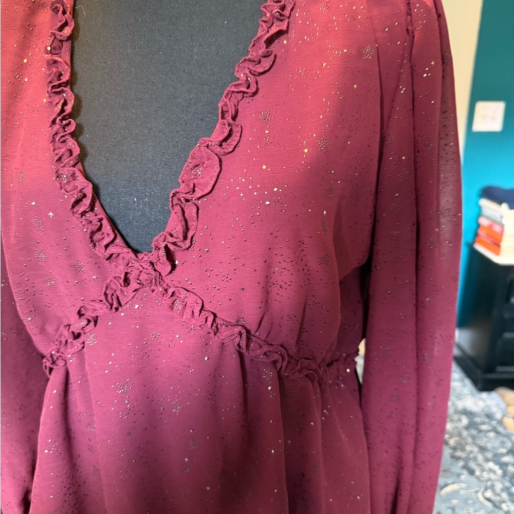Blu Pepper Pink Ruffle Blouse L - Picture 2 of 4